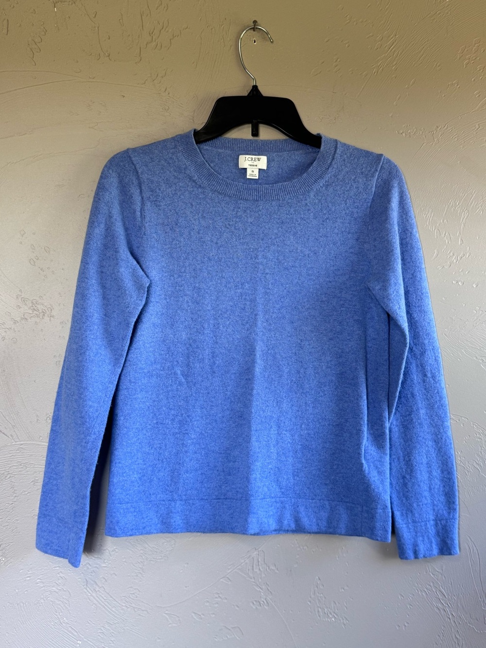 J.Crew Teddie Merino Wool Cotton Blend Crewneck Sweater Blue